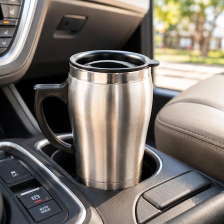 Porsima 05550 Paslanmaz Çelik Kupa Sızdırmaz Çelik Termos Araç Termosu El Termosu Yalıtımlı Bardak 350ml -Gümüş