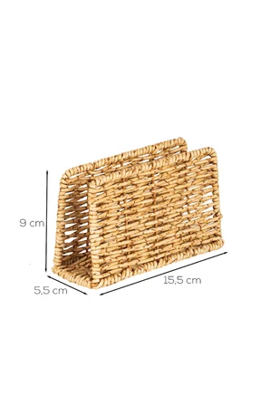 Porsima Dhz07303 Dekoratif Doğal Hasır Masa Üstü Havlu Kağıtlık Peçetelik 15,5X9X5,5Cm