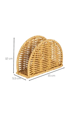 Porsima Dhz07304 Dekoratif Doğal Hasır Masa Üstü Havlu Kağıtlık Peçetelik 15X12X5,5Cm