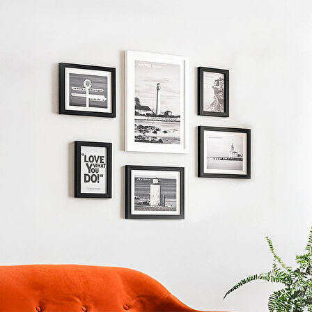 Porsima DHZ90055 Renkli Ahşap Modern Dekoratif 6 Parça Fotoğraf Çerçevesi Masa Duvar Fotoğraf Çerçevesi