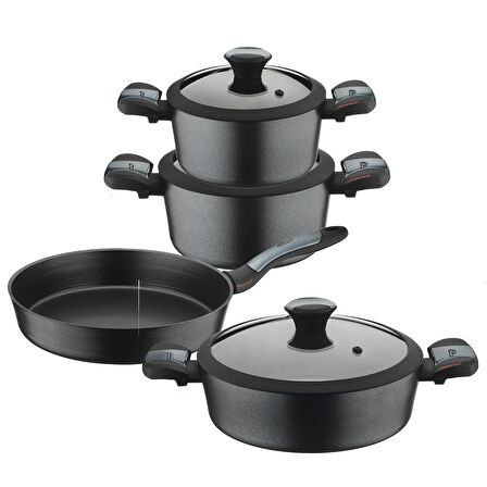 Diamond 7 Parça Yanmaz Yapışmaz Elmas  Tencere Seti