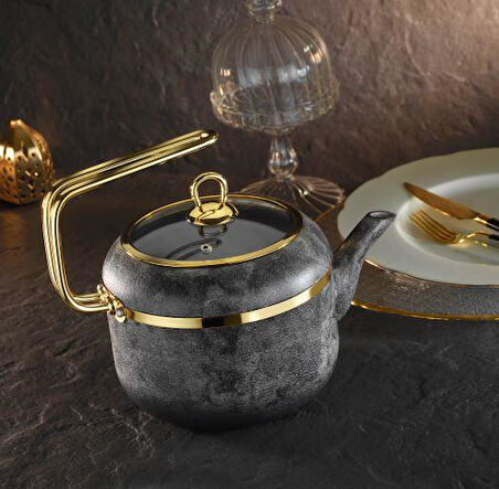 Royal Stone 2,5 Lt Yanmaz Yapışmaz Granit Çaydanlık Kumtaşı & Altın