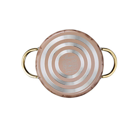 Selection Plus 28 Cm Yanmaz Yapışmaz Krem Mermer Granit Basık Tencere