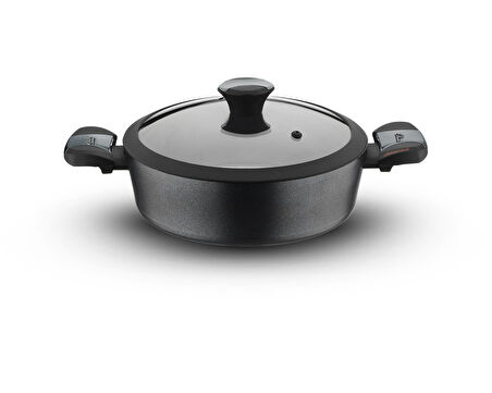 Diamond 30 Cm Yanmaz Yapışmaz Elmas Basık Tencere