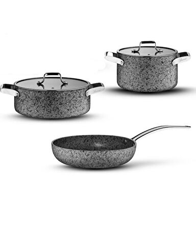 Brioni Stone-H 5 Parça Çizilmez Yanmaz Yapışmaz Indüksiyon Tencere Seti