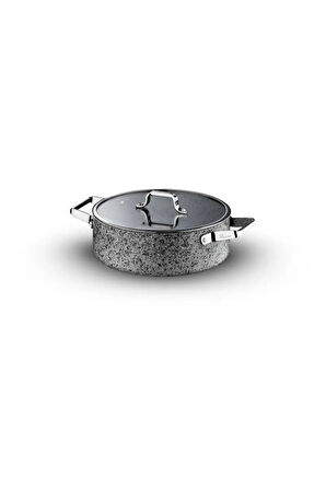 BRİONİ STONE-H ÇİZİLMEZ YANMAZ YAPIŞMAZ İNDÜKSİYONLU 22 CM BASIK TENCERE 