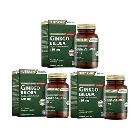 NUTRAXİN GİNKGO BİLOBA 120 MG 60 TABLET x 3 ADET