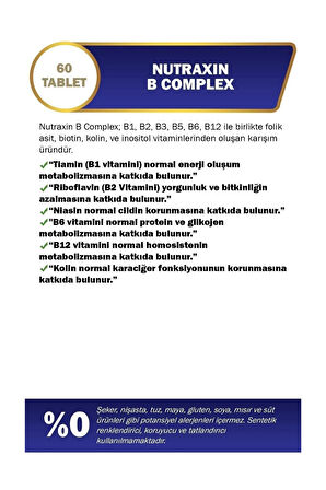 Nutraxin B Vitamin Complex 60 Kapsül