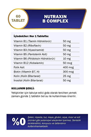 Nutraxin B Vitamin Complex 60 Kapsül