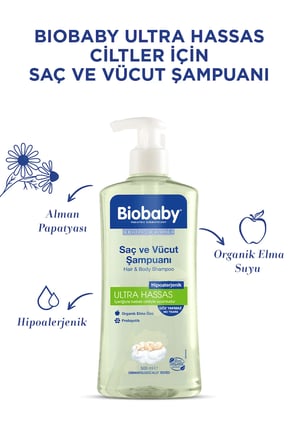 Ultra Hassas Saç ve Vücut Bebek Şampuanı 500 ml - 3 Al 2 Öde - Organik Elma Suyu ve Prebiyotik