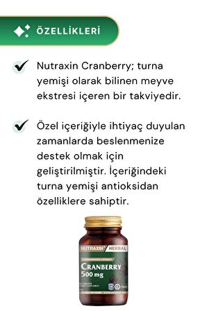 Nutraxin Cranberry 500 mg 60 Tablet-3 Adet