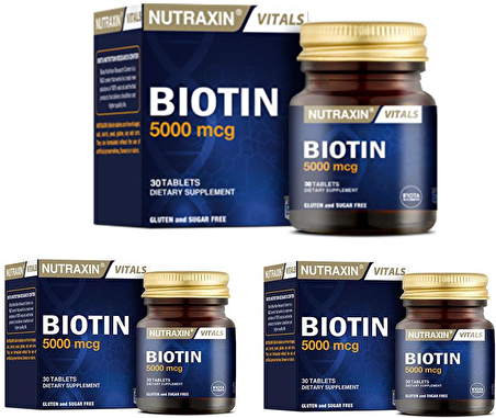 NUTRAXİN BİOTİN 5000 MCG 30 TABLET x 3 ADET