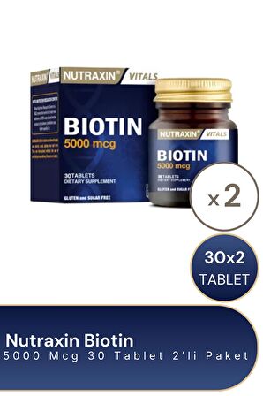Nutraxin Biotin 5000 Mcg 30 Tablet 2'li Paket