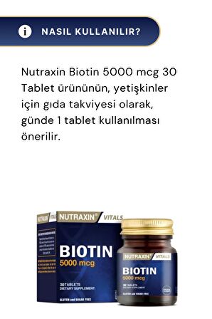 Nutraxin Biotin 5000 Mcg 30 Tablet 3'lü Paket