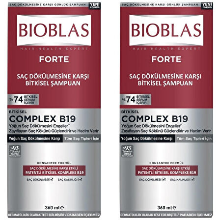 Bioblas Forte Yoğun Saç Dökülmelerine Karşı Bitkisel Şampuan 360 ml 2 ADET