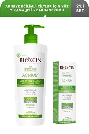 Bioxcin Acnium Sebium Dengeleyici Yüz Yıkama Jeli 500 Ml +Bioxcin Acnium Karma ve Yağlı Ciltler İçin Konsantre Bakım Serumu 15 ml