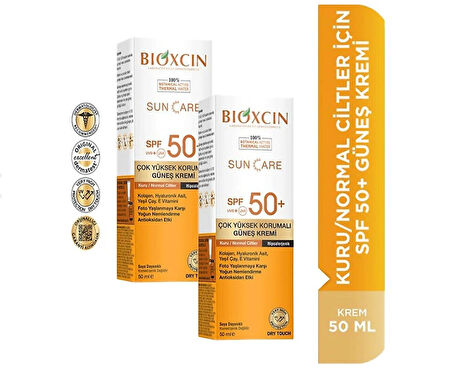 Bioxcin Güneş Kremi Kuru & Normal Ciltler İçin SPF50 50 ml 2 Adet