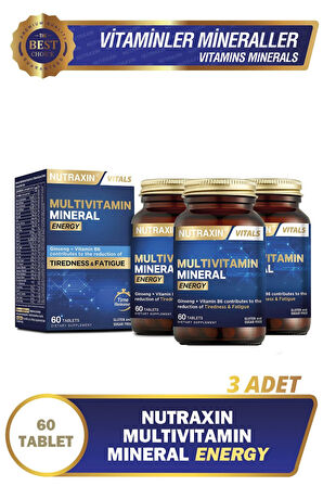 Nutraxin Multivitamin Mineral Energy Complex 60 Tablet 3 Adet