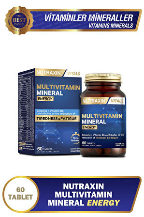 Nutraxin Multivitamin Mineral Energy Complex 60 Tablet 3 Adet