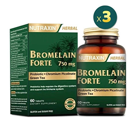 Nutraxin Bromelain Forte 60 Tablet 3 Adet