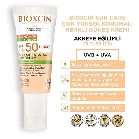 Bioxcin Sun Care Spf 50+ Akneye Eğilimli Ciltler İçin Renkli Güneş Kremi 50 ml