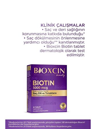 Bioxcin Biotin 5.000 Mcg 30 Tablet + Çinko 15 Mg Saç ve Tırnak Vitamini 2 Li