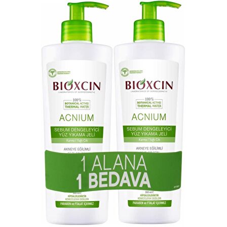 Bioxcin Acnium Sebum Dengeleyici Yüz Yıkama Jeli 500 ml + 500 ml Avantaj Paket