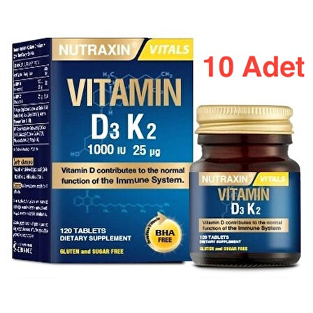 Nutraxin Vitamin D3K2 1000 Iu 120 Tablet 10 Adet