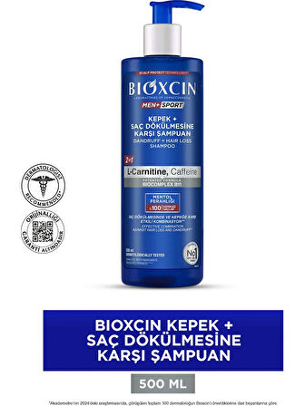 Bioxcin Men+ Sport Kepek + Saç Dökülmesine Karşı Şampuan 500 ml