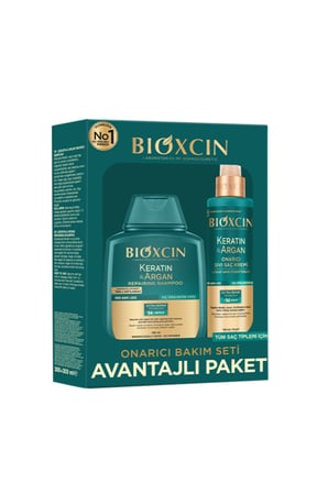 Keratin & Argan Onarıcı Bakım Avantaj Seti - Şampuan 300 ml + Sıvı Saç Kremi 200 ml