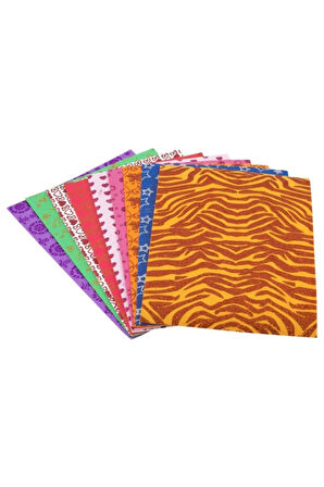Simli Baskılı Eva 20x30cm Karışık 10'lu Paket