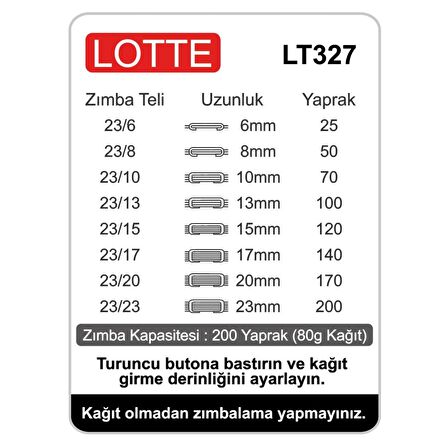 Lotte Zımba Makinesi Arşiv Tipi 200 Yaprak