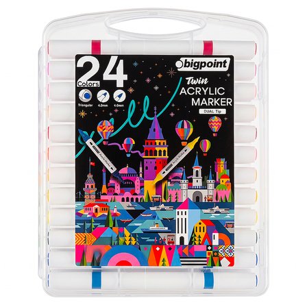 Akrilik Marker Çift Uçlu 24 Renk