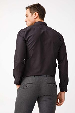 ERKEK SİYAH SLIM FIT / DAR KALIP EASY IRON ( KOLAY ÜTÜ ) BASIC GÖMLEK