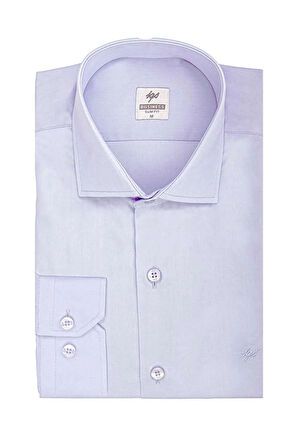 Açık Mavi Slim Fit Dar Kalıp Klasik Yaka Düz Uzun Kollu Cepsiz Pamuklu Gömlek