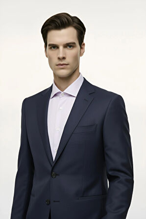 Erkek Lacivert Regularfit / Rahat Kalıp  Takım Elbise