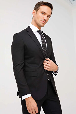 Erkek Siyah Slim Fit / Dar Kalıp  Takım Elbise