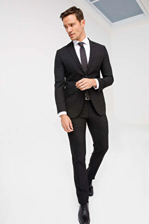 Erkek Siyah Slim Fit / Dar Kalıp  Takım Elbise