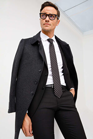 Erkek Siyah Slim Fit / Dar Kalıp  Takım Elbise