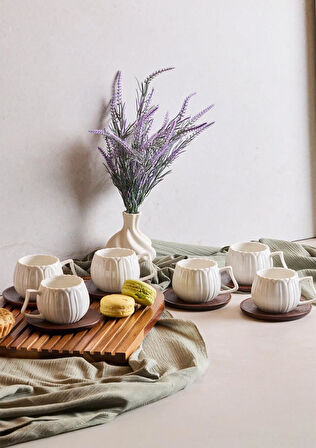 Dark Balkabağı Porselen Kahve Fincanı Seti - 90 ML, 6 Kişilik