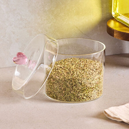 Perotti Hearts Borosilikat Cam Kavanoz 450 ml 10x8 cm