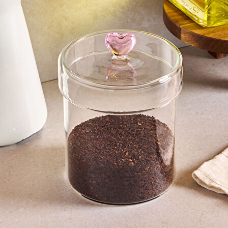 Perotti Hearts Borosilikat Cam Kavanoz 750 ml 10x12 cm