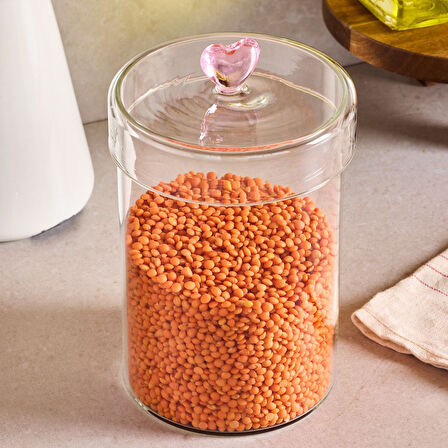 Perotti Hearts Borosilikat Cam Kavanoz 950 ml 10x15 cm