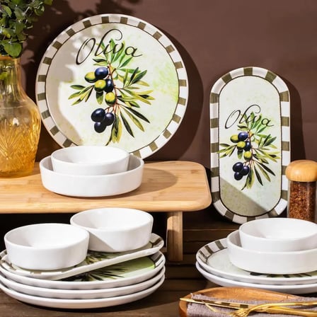Perotti Olives 14 Parça Seramik 6 Kişilik Kahvaltı Takımı Çok Renkli