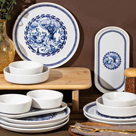Perotti French Vintage 14 Parça Seramik 6 Kişilik Kahvaltı Takımı