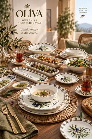Perotti Olives 37 Parça Kahvaltı Seti Çay Seti 6 Kişilik Kahvaltı Takımı Çay Takımı