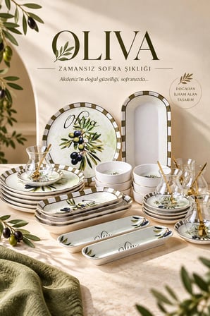 Perotti Olives 37 Parça Kahvaltı Seti Çay Seti 6 Kişilik Kahvaltı Takımı Çay Takımı