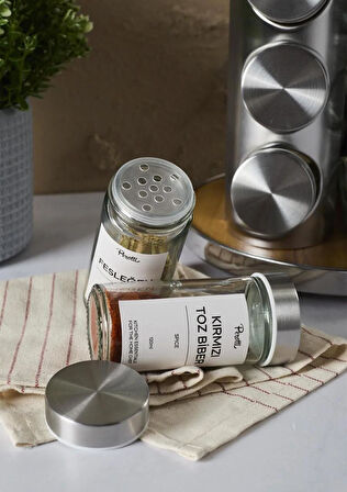 Casa Wood Baharatlık Takımı - Döner Stantlı, Yuvarlak