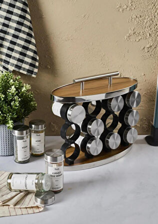 Casa Wood Baharatlık Takımı - Stantlı, Oval