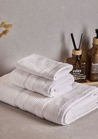 Towy White 100% Pamuk 3'lü Banyo Havlusu Seti